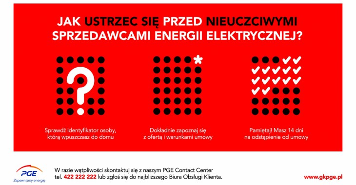 PGE po raz kolejny przestrzega przed nieuczciwymi sprzedawcami energii 