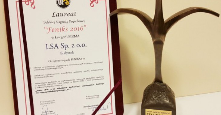 Nagroda dla LSA za innowacje w energetyce Nagroda dla LSA za innowacje w energetyce