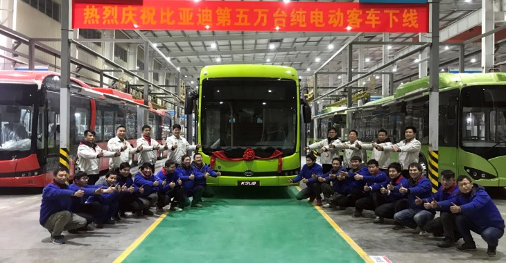 BYD wyprodukował już łącznie ponad 50 000 autobusów elektrycznych BYD wyprodukował już łącznie ponad 50 000 autobusów elektrycznych