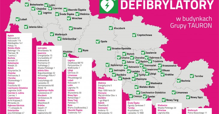 TAURON wyposaża swoje budynki w defibrylatory AED TAURON wyposaża swoje budynki w defibrylatory AED